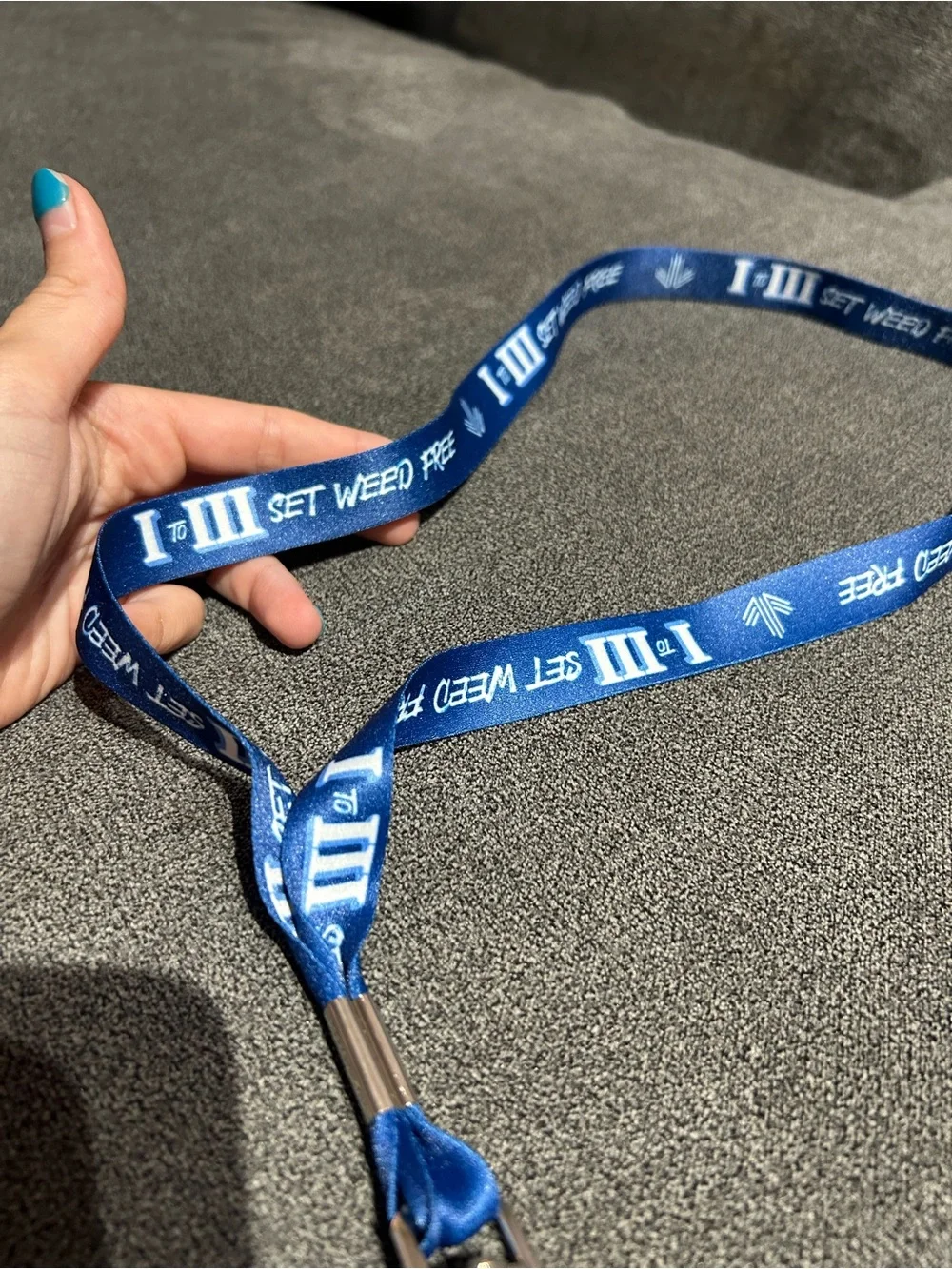 NEW- Blue Branded Lanyard with Clip - Unisex- “set weed free”